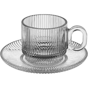 JOGO 6 XICARAS DE CAFE COM PIRES HOME&CO VIDRO 90ml 12x6x5cm TRANSPARENTE