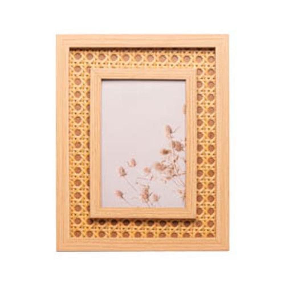 Porta Retrato Foto 15X20Cm De Mdf Com Treliça Palha Indiana