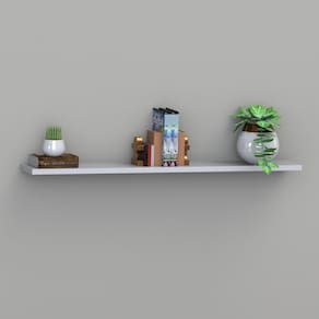 Prateleira Suspensa Uno Line P/Decoração de Ambientes Sala de Estar Quarto Cozinha 135cm Branco - Olivar Móveis