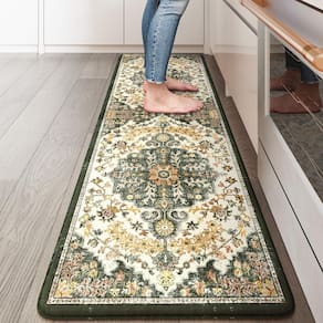 Tapete de cozinha antifadiga KIMODE almofadado Boho verde/amarelo