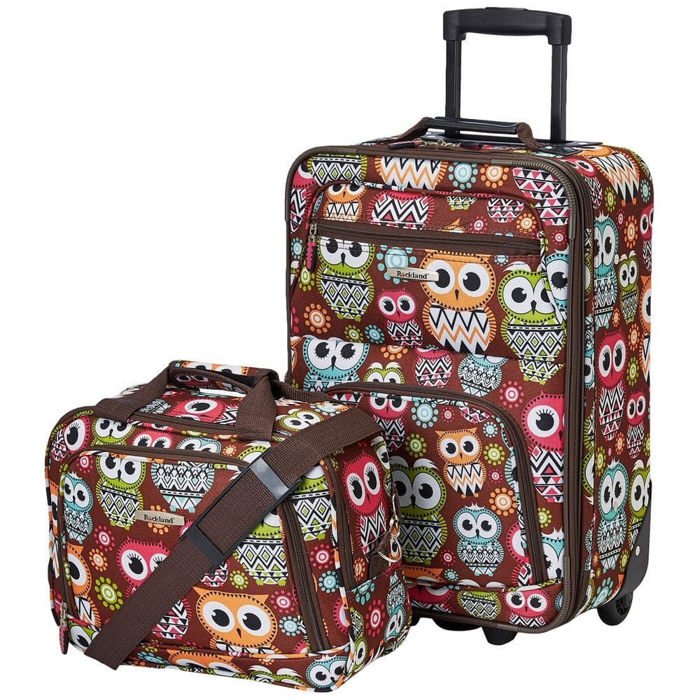 Conjunto de bagagem Rockland Fashion Softside Upright Expansível Owl