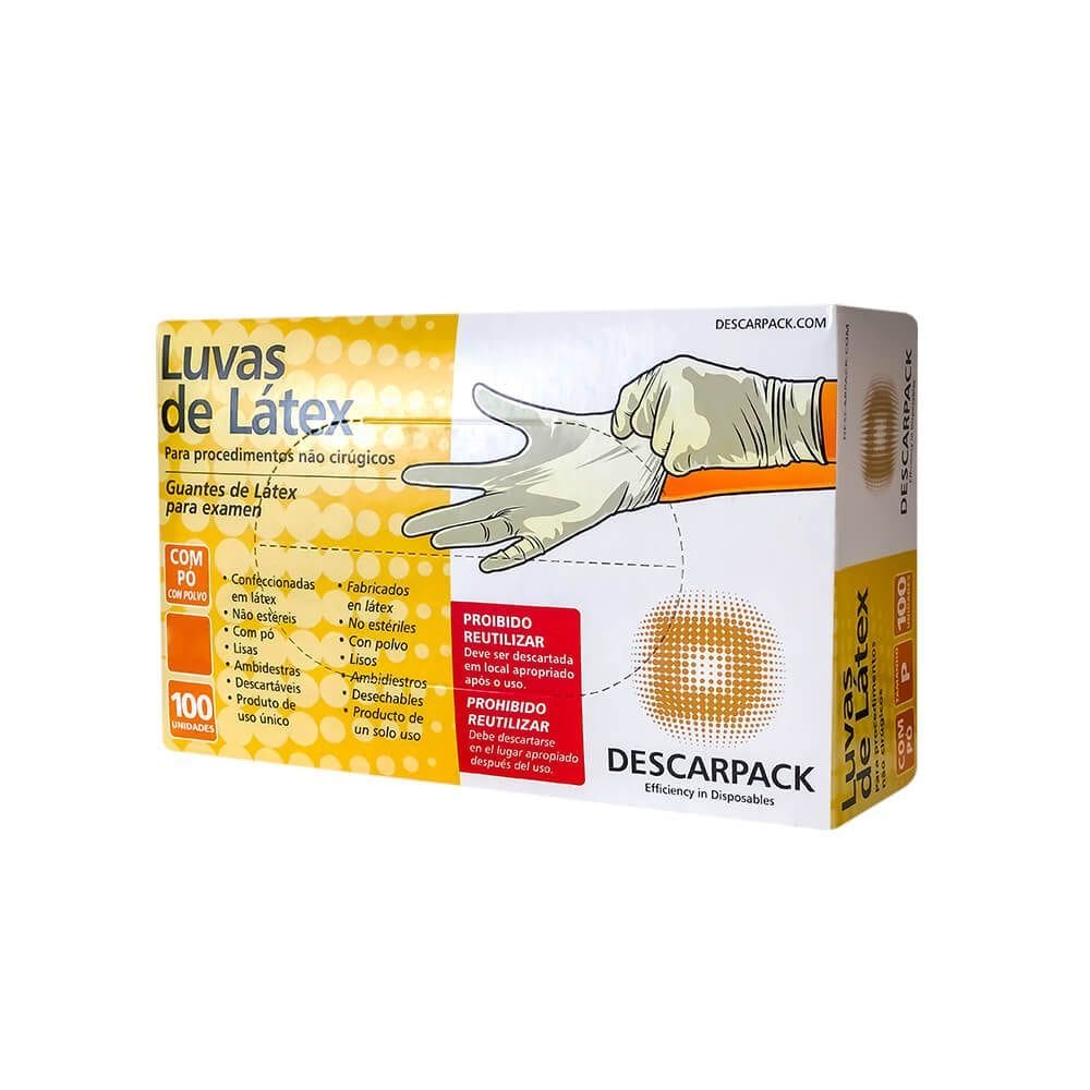 Luva Procedimento Descarpack Látex Tamanho M 100 Unidades