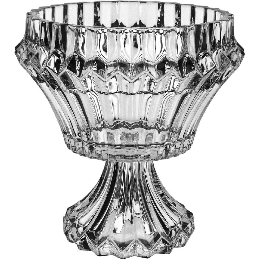 CENTRO MESA VASO DECORATIVO REDONDO HOME&CO COM PÉ ECO CRYSTAL 24x20x20cm TRANSPARENTE