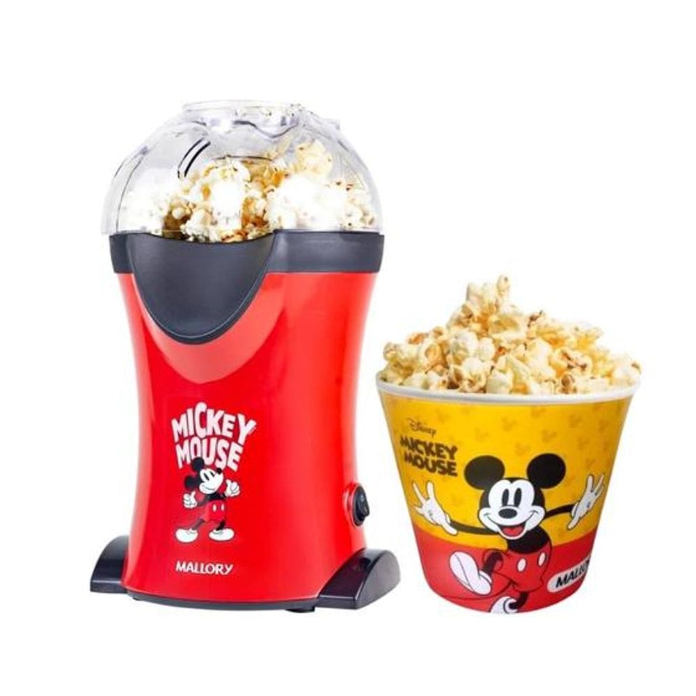 Kit Pipoqueira Elétrica Mickey Mouse Disney Com 1 Balde de Pipoca 1,8l Mallory