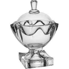 VASO POTICHE REDONDO BOMBONIERE HOME&CO CANCAN COM TAMPA ECO CRYSTAL 24x17x17cm TRANSPARENTE