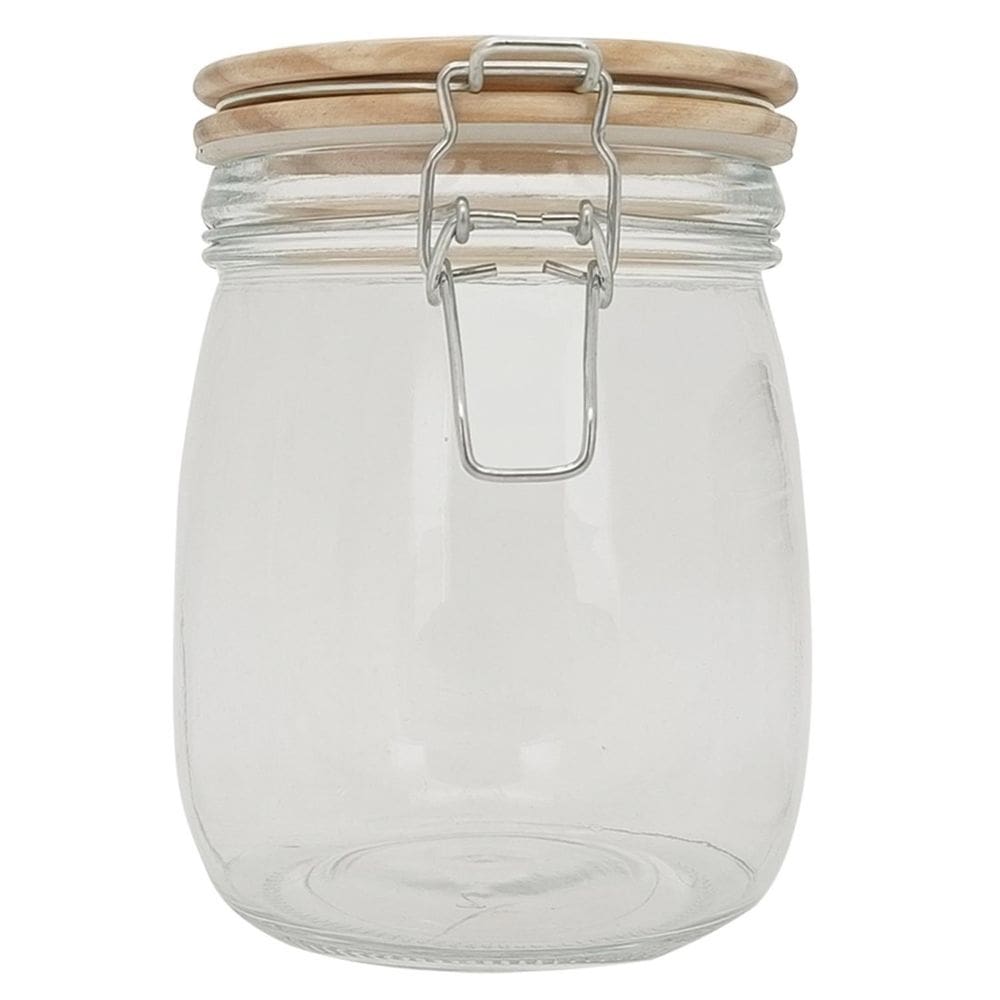 Pote Hermetico de Vidro Mimo Style com Tampa de Madeira 750 ml