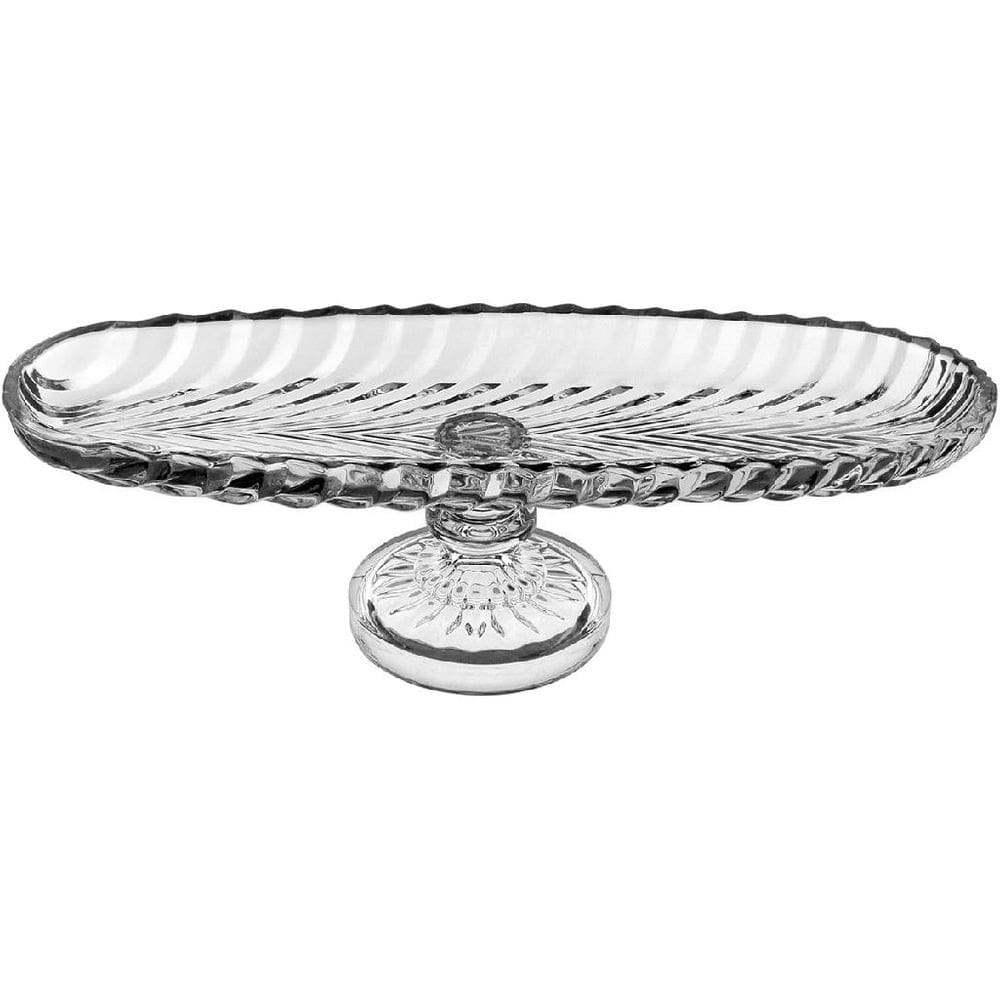 PRATO BOLO BOLEIRA OVAL HOME&CO COM PÉ ECO CRYSTAL 12x39x14cm TRANSPARENTE