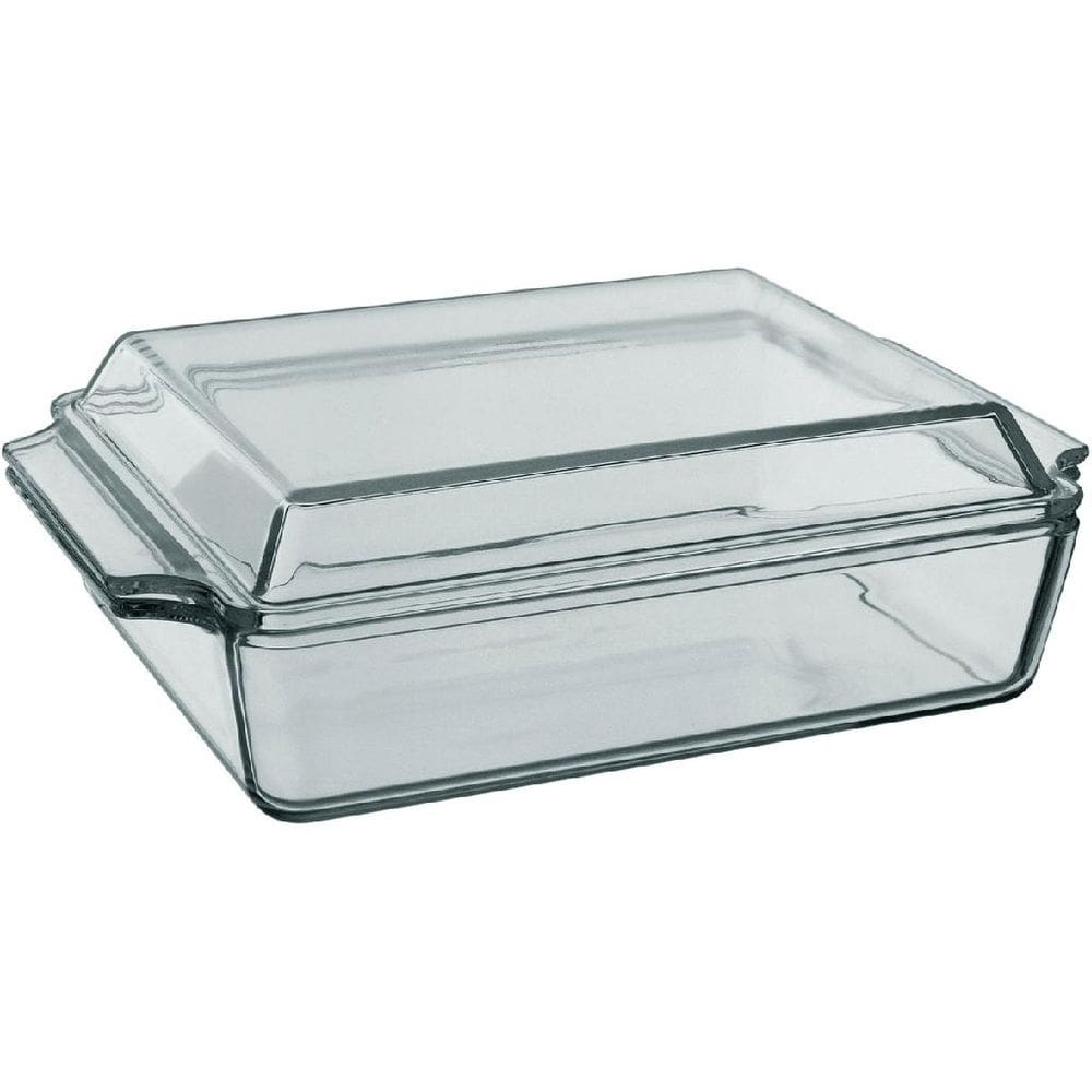 ASSADEIRA TRAVESSA RETANGULAR HOME&CO COM TAMPA VIDRO TEMPERADO 2L 9x30x21cm TRANSPARENTE