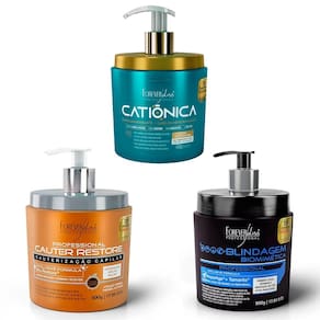 Kit 03 Masc Catiônica, Blindagem e Cauterização Forever Liss