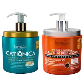 Kit Masc. Catiônica 450g e Cauterização 500g Forever Liss