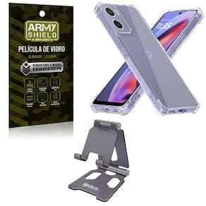 Capa Para Moto G75 + Suporte Mesa + Pelicula de Vidro 3D - Armyshield