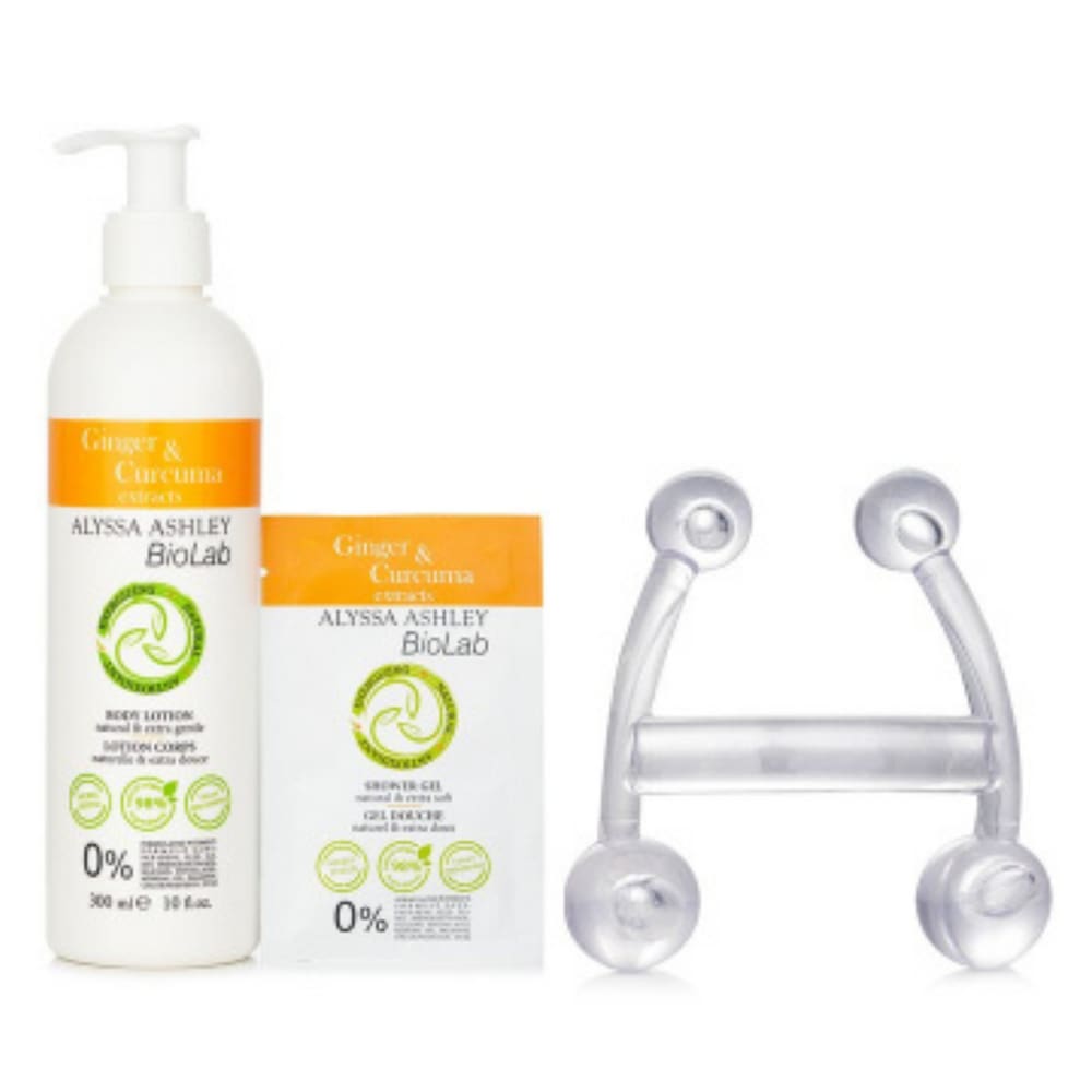 Conjunto de loção corporal Biolab com extrato de gengibre e curcuma 300 mL + S - 3 peças