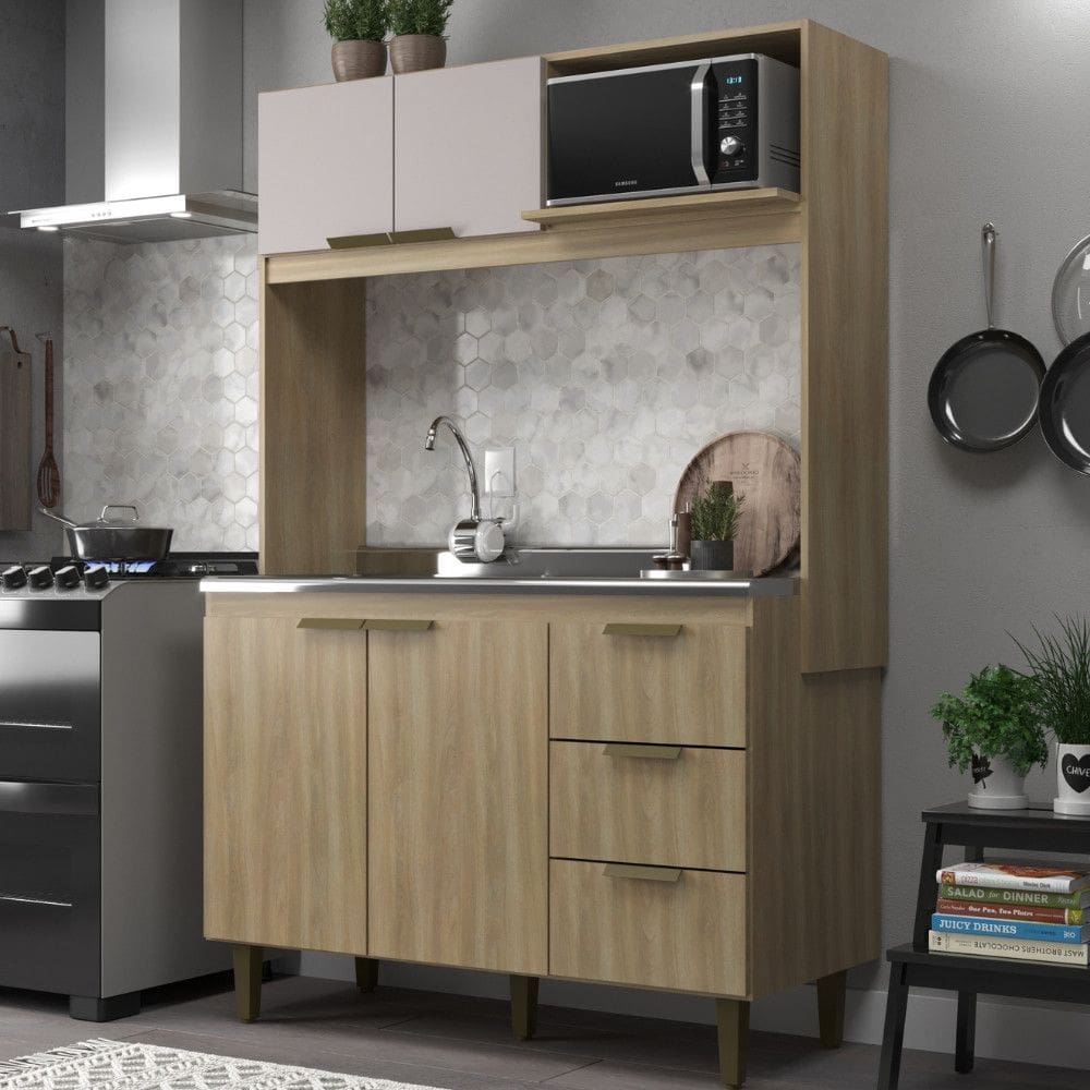 Cozinha Compacta 4 Portas 3 Gavetas Sofia J Carvalho