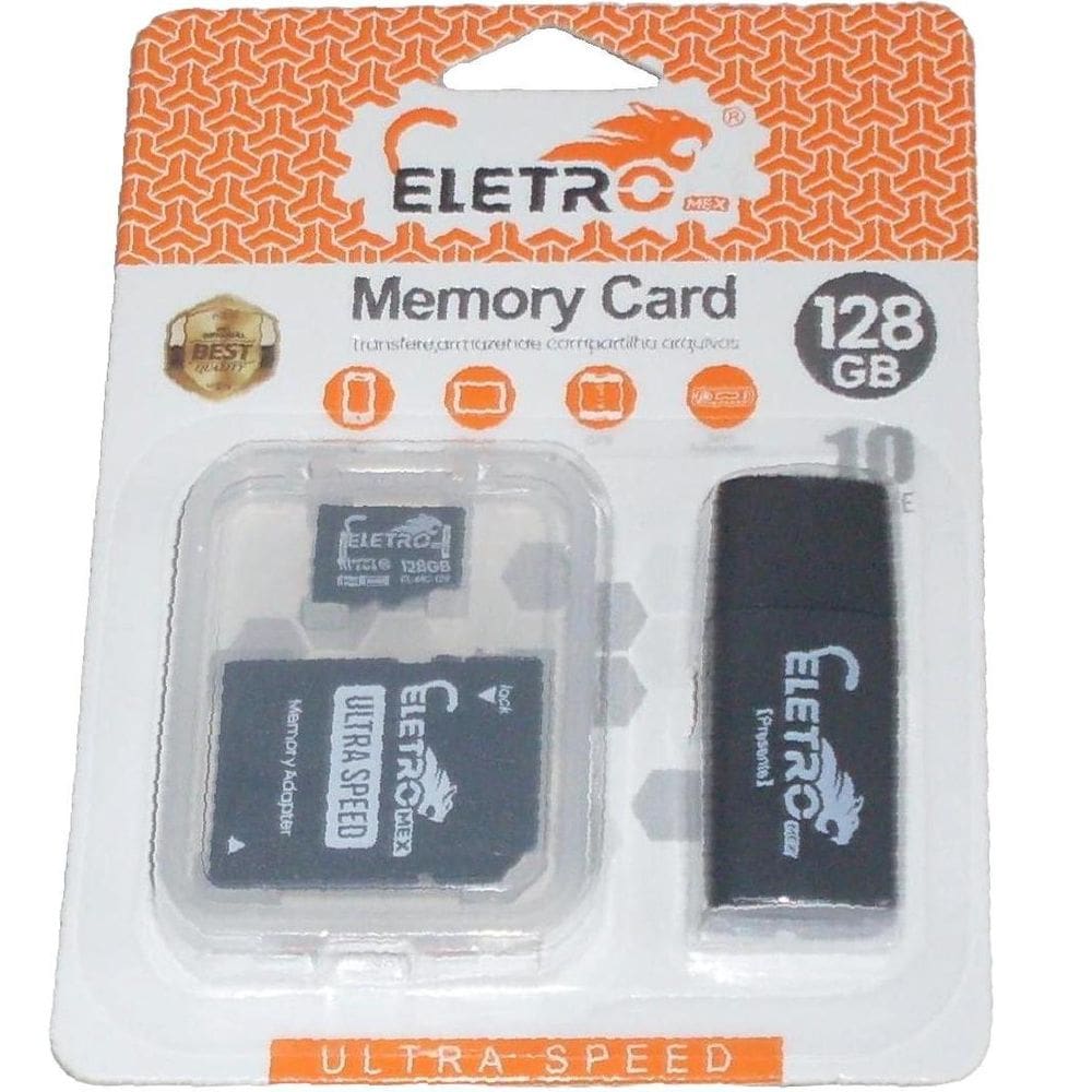 Cartão De Memória 128gb classe 10 + Adaptador Sd + Pen Drive