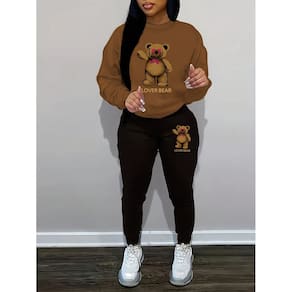 Conjunto Feminino de Moletom com Estampa de Urso ElaShopp