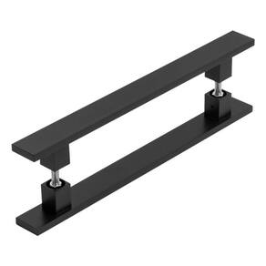 Puxador Inox Duplo Para Porta - Barra Chata Preto - 40 Cm