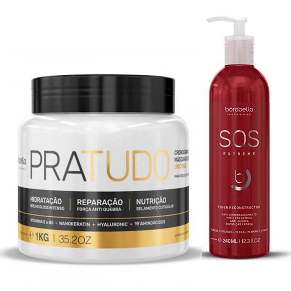 Kit 01 Mascara Pratudo 1kg e S.O.S Extreme Borabella 240ml