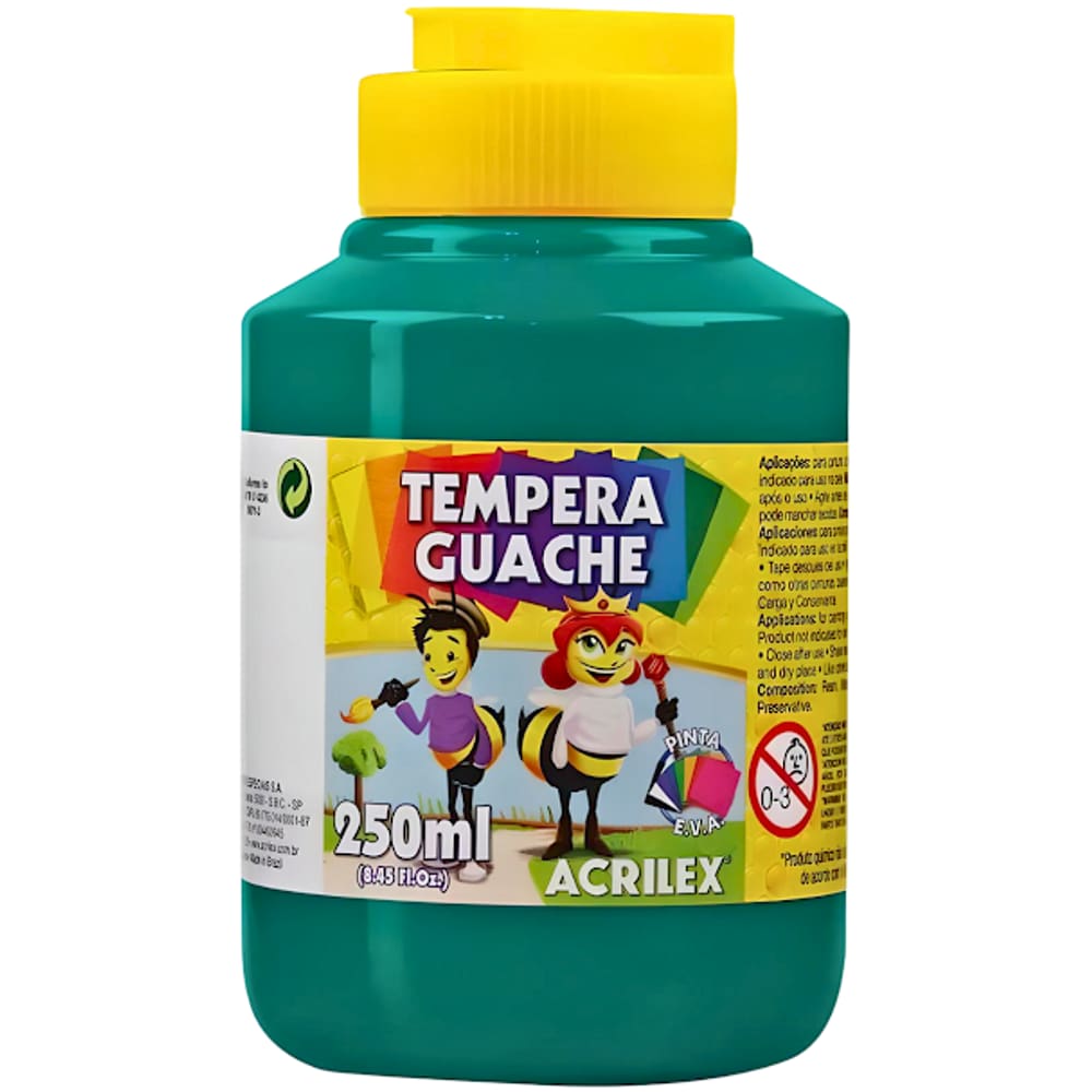 Tinta Guache 250ML Pintura Tempera Guache Escolar Acrilex