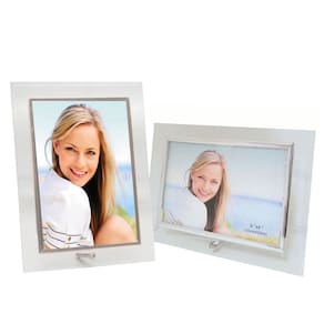 Conjunto Porta Retrato Vidro Reto Prime Borda Prata 10x15 Vertical e Horizontal – Tuut