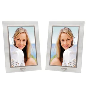 Conjunto 2 Porta-Retratos Vidro Reto Prime Borda Prata 10x15 Vertical – Tuut