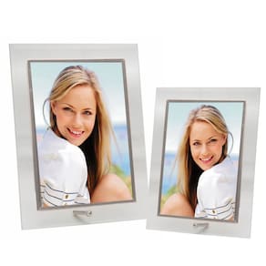 Conjunto Porta Retrato Vidro Reto Prime Borda Prata 10x15 e 15x20 Vertical – Tuut