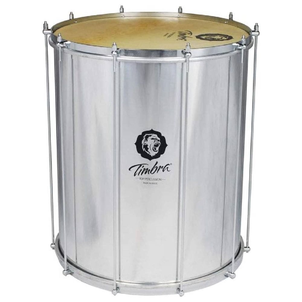 Surdo Timbra 18X55 Samba Aluminio C/Aro Cromado Pele Animal