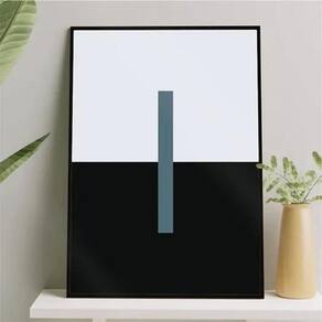 Quadro Minimalista Abstrato Azul Petróleo E Preto 33X24Cm