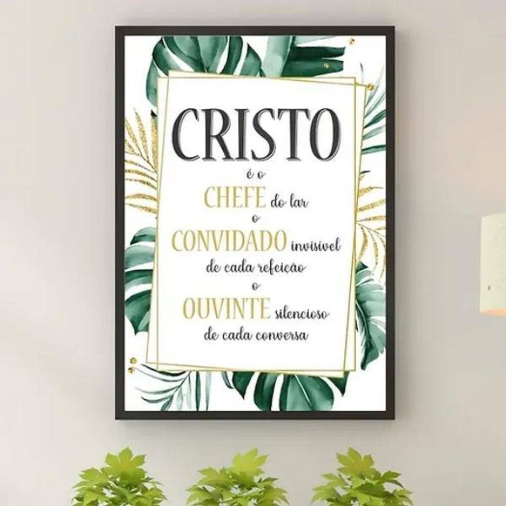 Quadro Decorativo Cristo É O Chefe Do Lar 33X24Cm