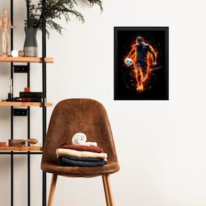 Quadro Gravura Jogador Futebol 24X18Cm - Com Vidro