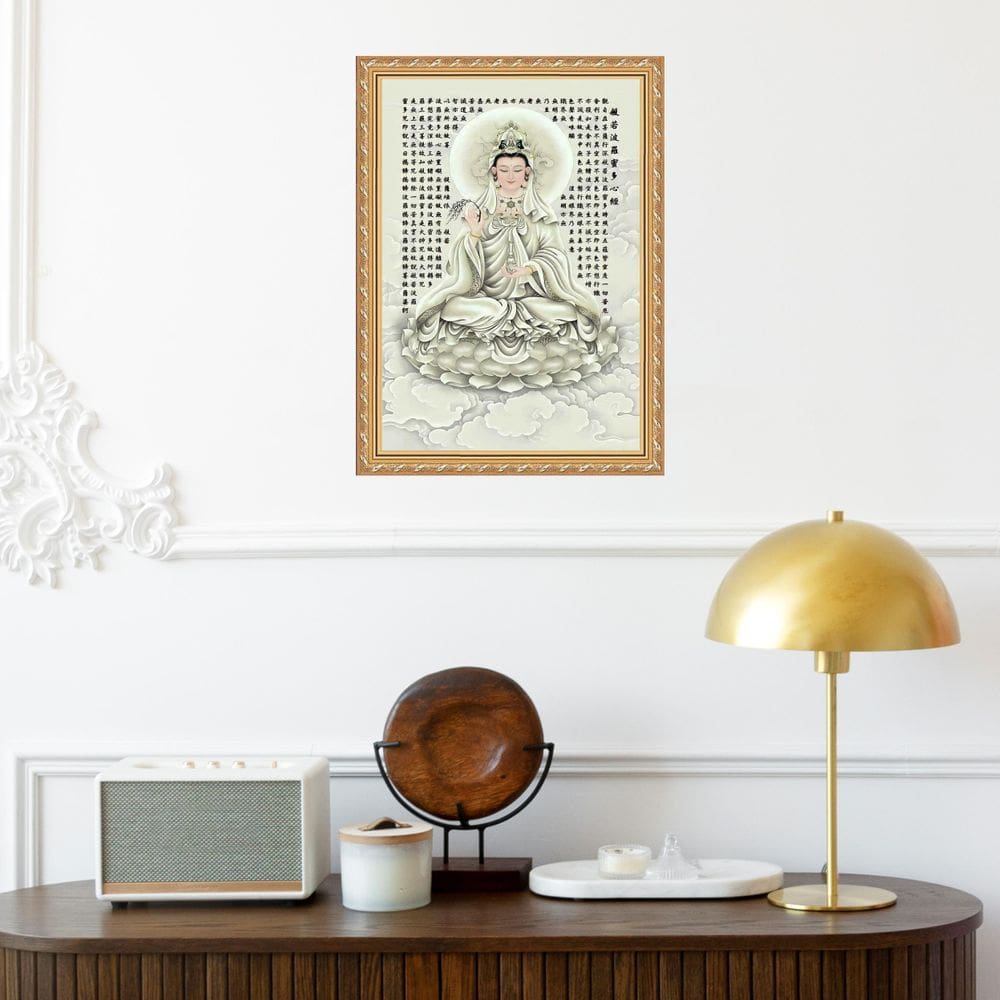 Quadro Moldura Dourada Deusa Kuan Yin 33X24Cm