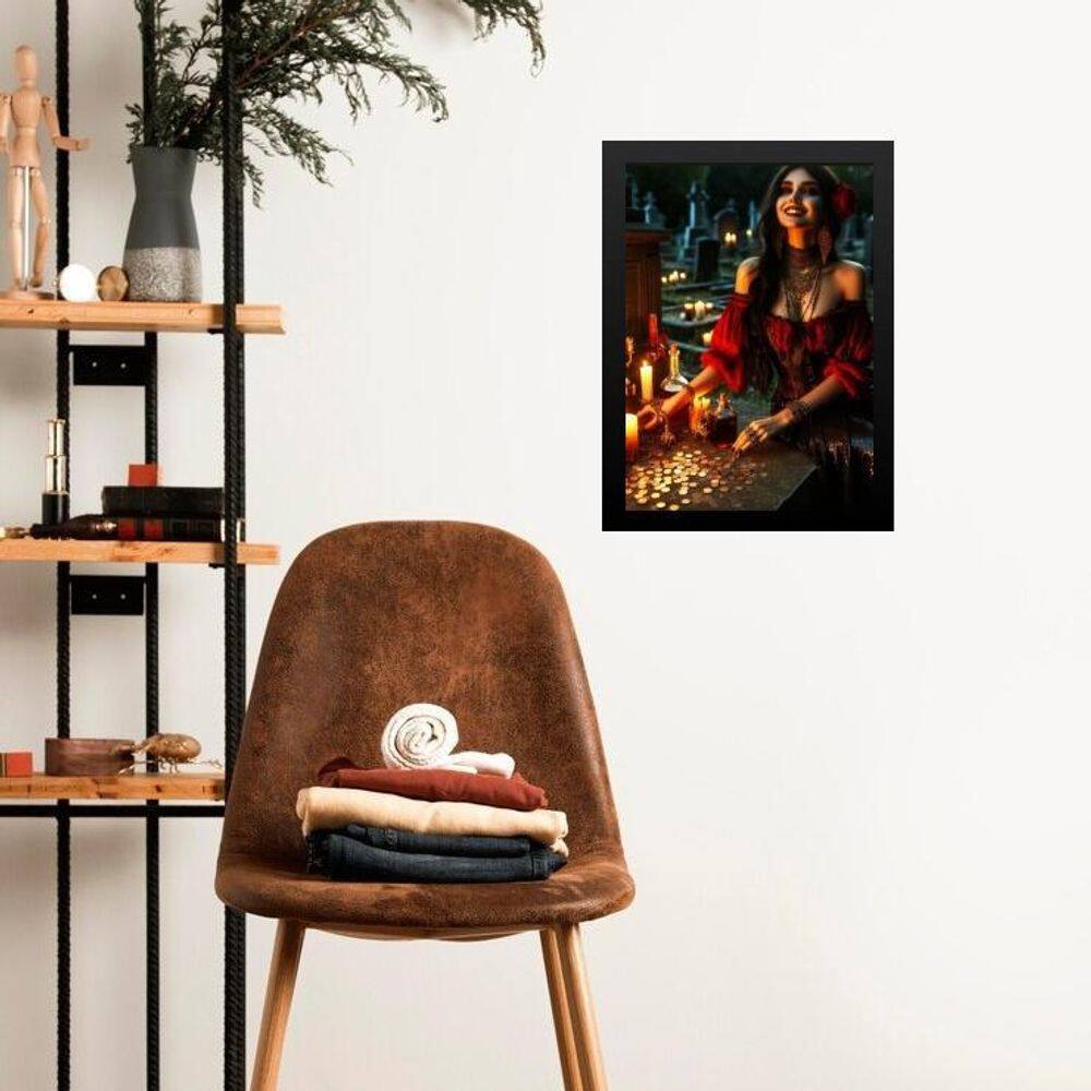 Quadro Gravura Pomba Gira Cigana - Ritual 33X24Cm - Vidro