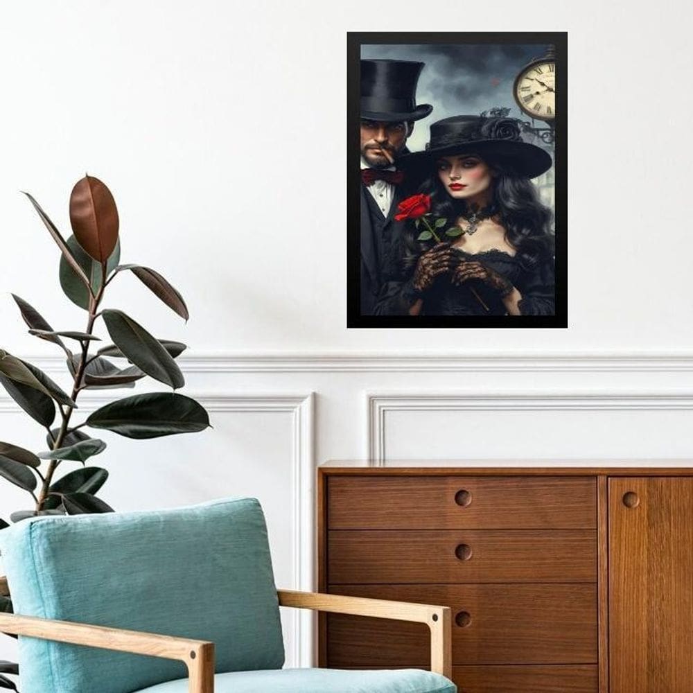 Quadro Exu Meia-Noite E Dama Da Noite 33X24Cm - Com Vidro