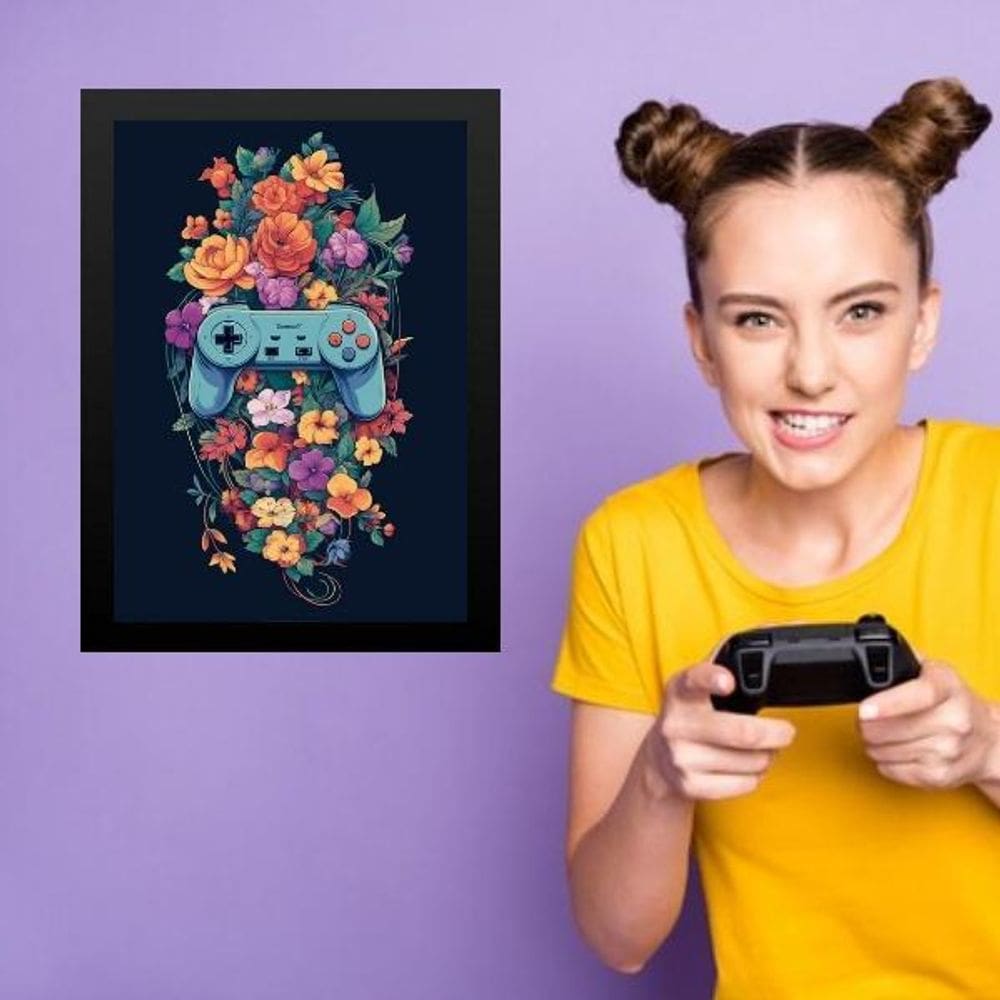 Quadro Quarto Adolescente Menina Gamer 33X24Cm - Com Vidro
