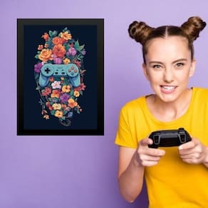 Quadro Quarto Adolescente Menina Gamer 45X34Cm - Com Vidro