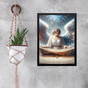 Quadro Decorativo Anjo Com Mapa Astral 45X34Cm - Com Vidro