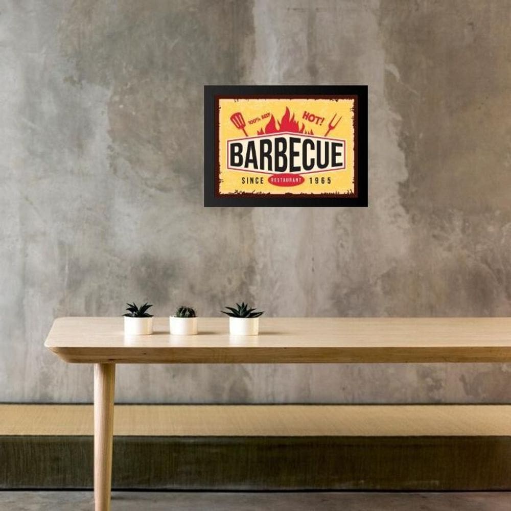 Quadro Placa Vintage Churrasco - Barbecue 33X24Cm - Vidro