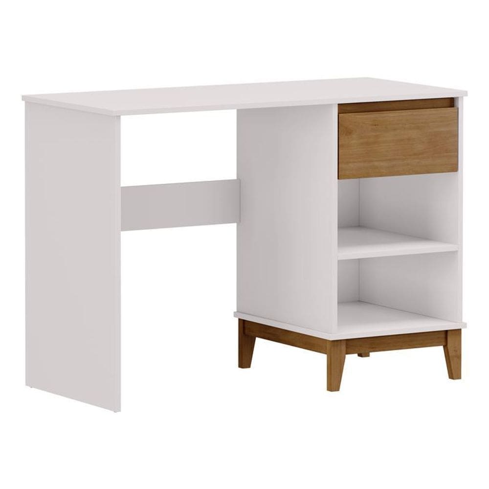 Escrivaninha 1 Gaveta Prata Off White/Freijo - Finestra