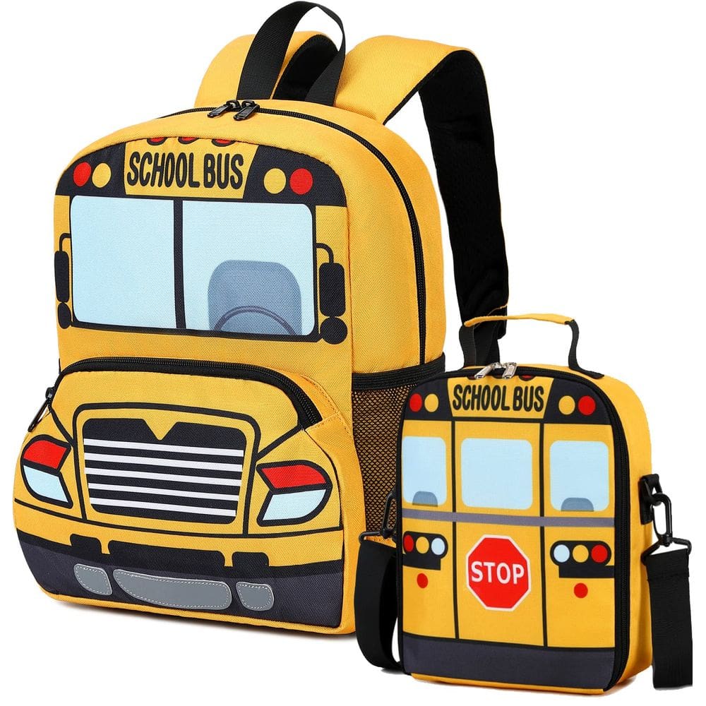 Mochila Bluboon School Bus para criança com lancheira 2-6Y amarela