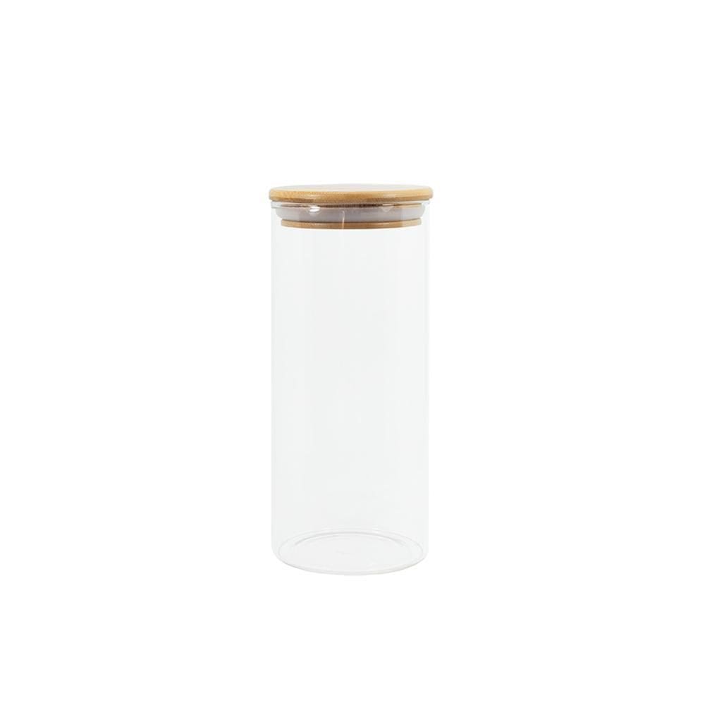Pote de mantimento Circular em Vidro e Bambu 800ml