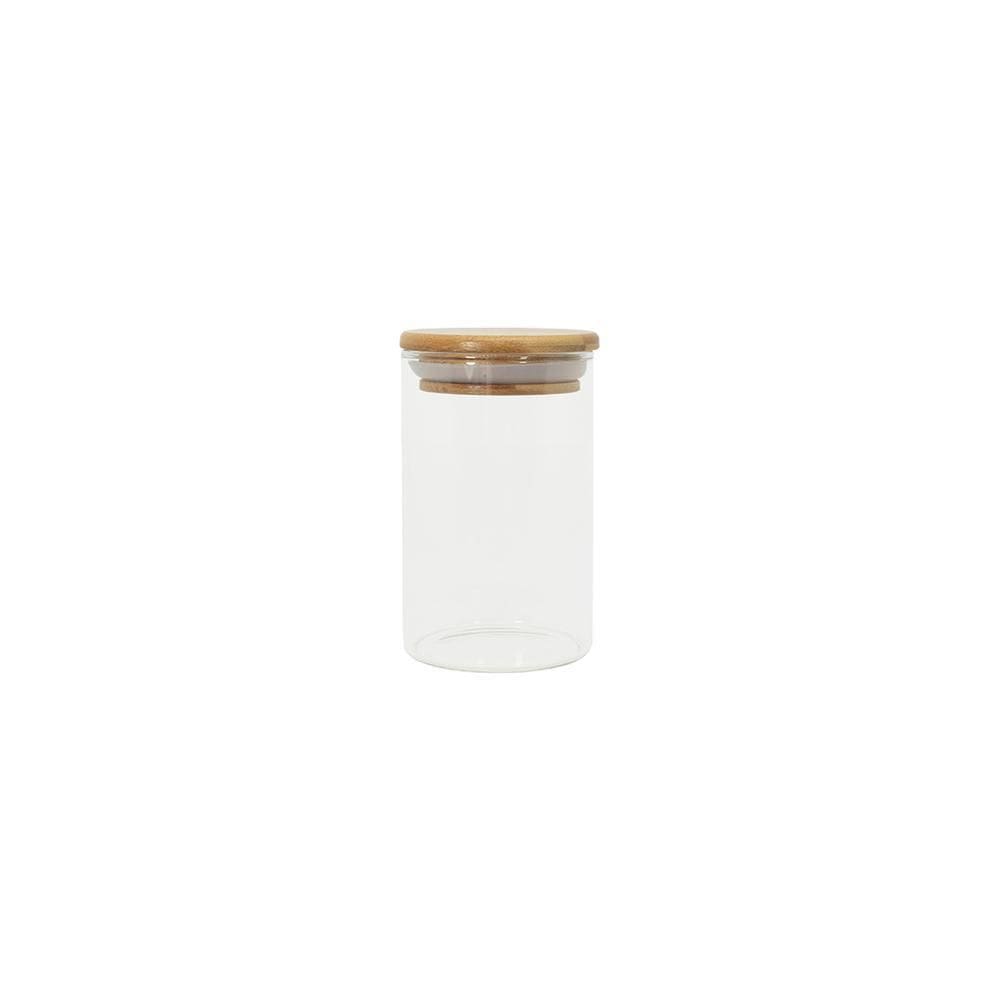 Pote de mantimento Circular em Vidro e Bambu 250ml