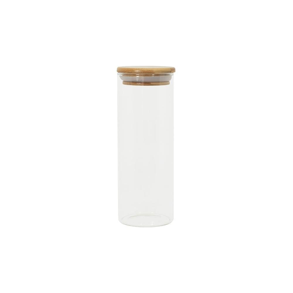 Pote de mantimento Circular em Vidro e Bambu 450ml