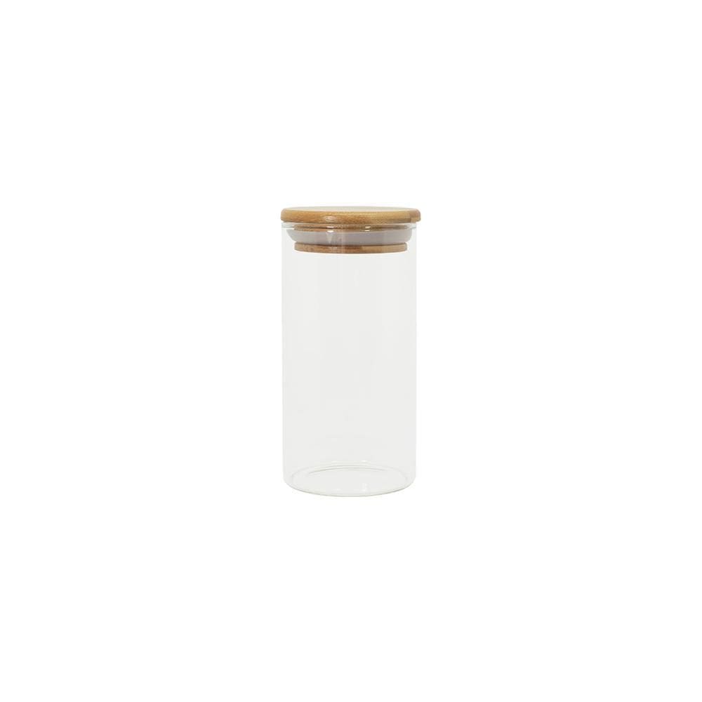 Pote de mantimento Circular em Vidro e Bambu 300ml
