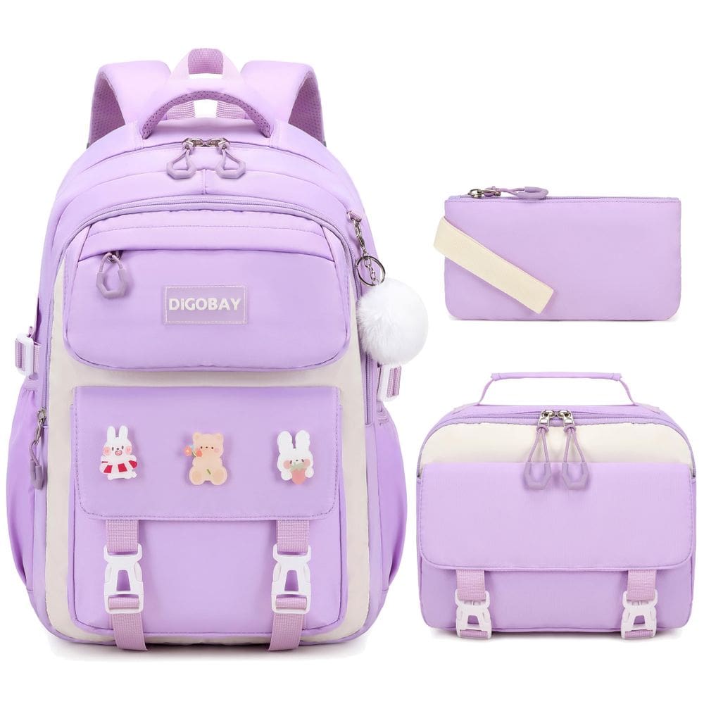 Conjunto de mochilas DIGOBAY Girls for School com lancheira e estojo de lápis