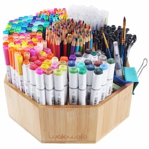 Organizador de materiais de arte com mais de 800 lápis giratórios de bambu