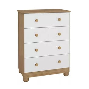Cômoda Infantil Peroba Júnior Simples MDF Branco c/ Carvalho