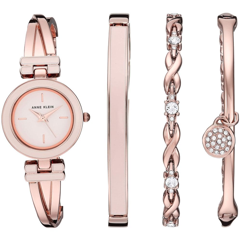 Conjunto de relógios e pulseiras femininos Anne Klein com detalhes em cristal