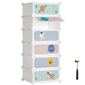 Sapateira infantil SONGMICS de 6 slots empilhável com portas brancas