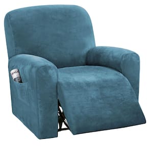 Cadeira reclinável elástica de veludo Slipcover H.VERSAILTEX azul