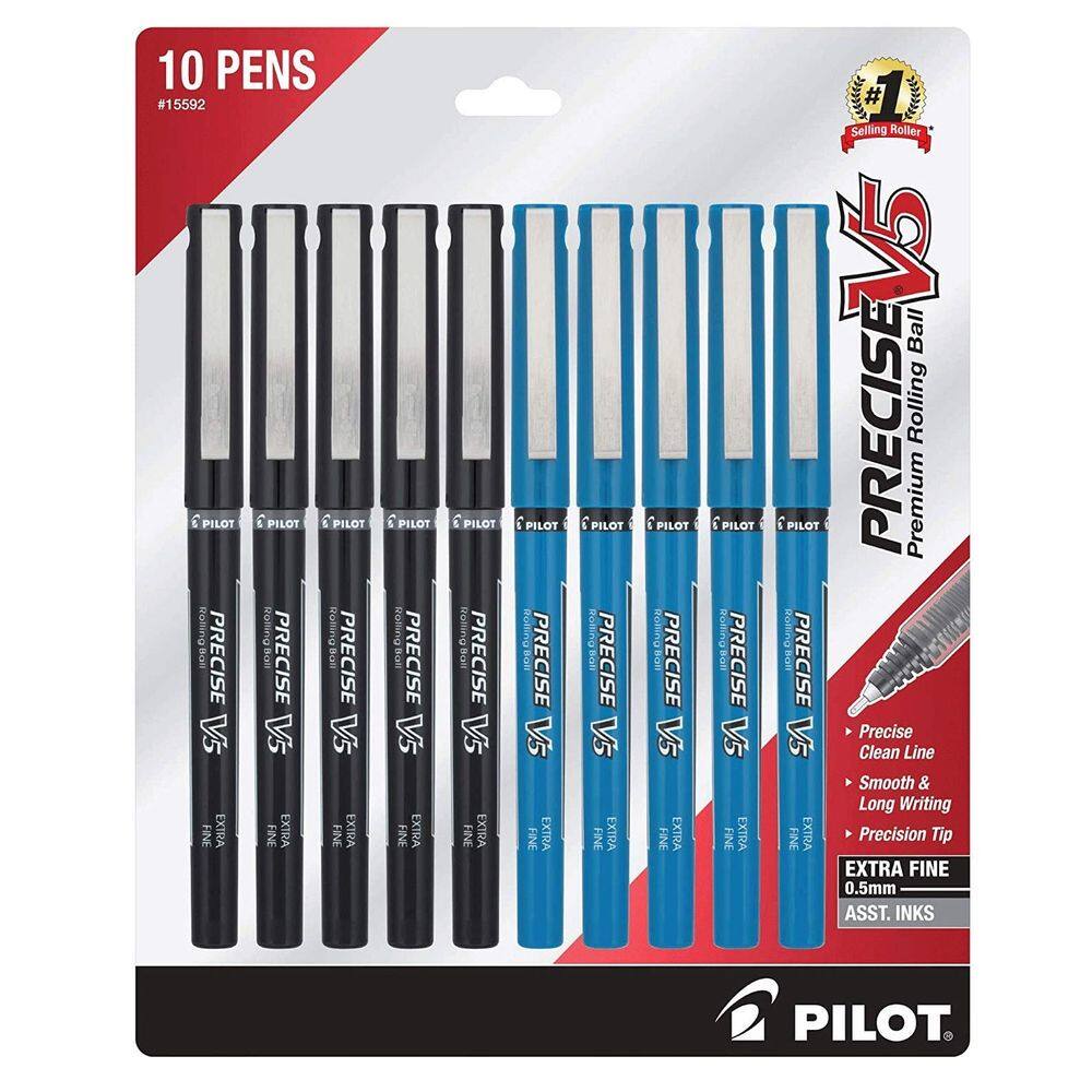 Canetas Rollerball Pilot Precise V5 Extra Fine 0,5 mm, pacote com 10