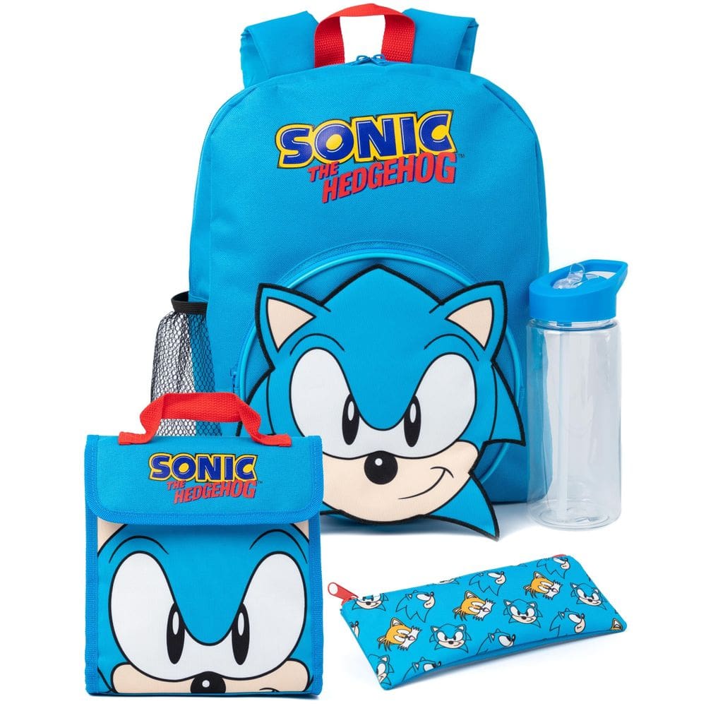Conjunto de mochilas Sonic The Hedgehog Boys Kids 4 peças azul